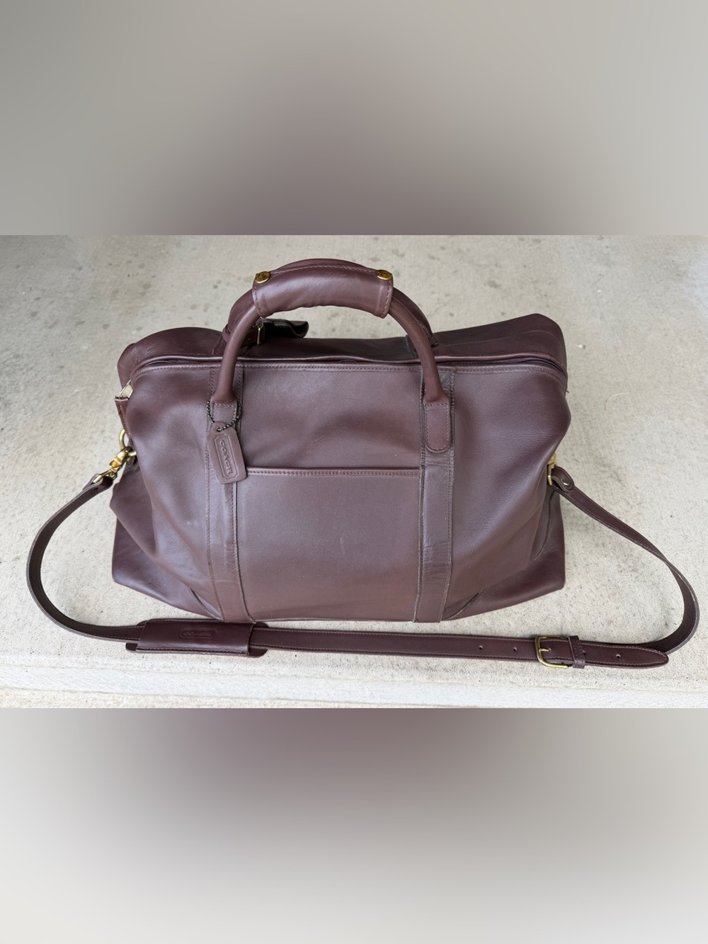 Rare Vintage Coach Leather Weekender Duffle Bag 0502 - Brown